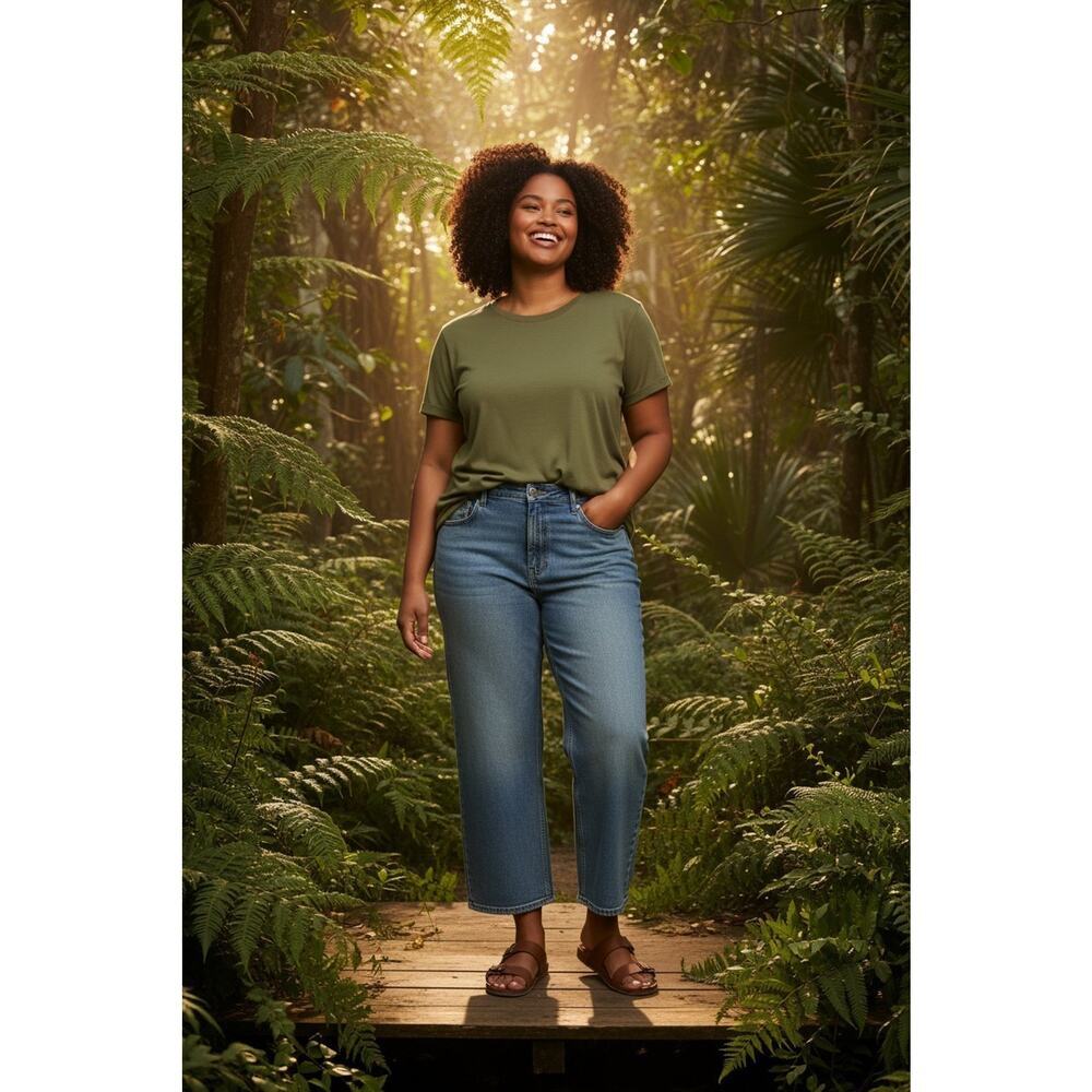 Eddie Bauer Authentic Voyager High Rise Straight Crop Jean Vintage Size 16 85.00
